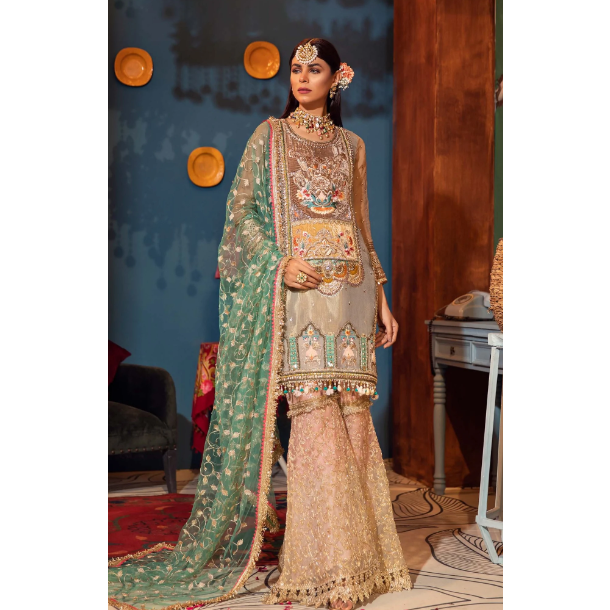 Pure Resham Mesuri Shirt with Shabnam Mesuri Sharara