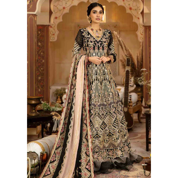 Fully Embroidered Long Chiffon Maxi