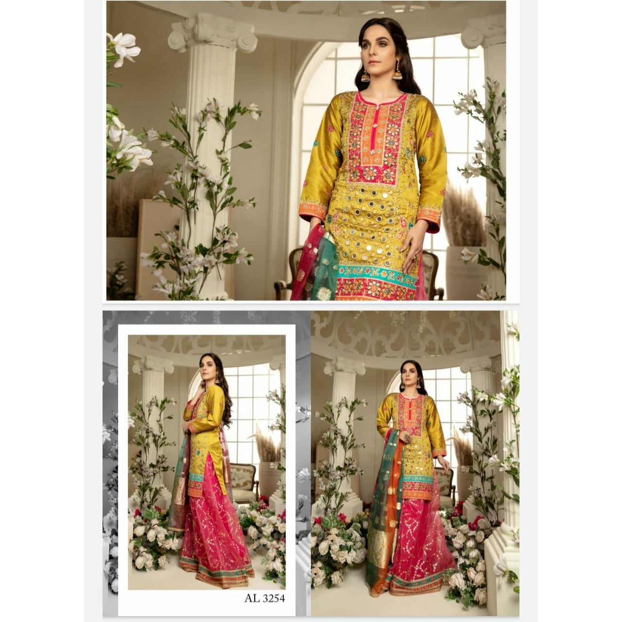 Gota & Mirror work Organza Shirt with Sharara