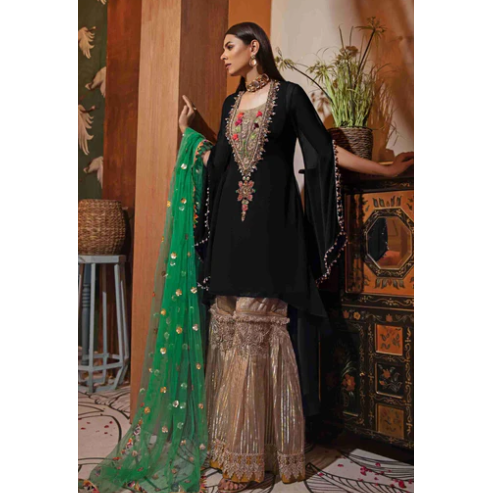 Pure Crinkle Chiffon Shirt with Banarsi Organza Trouser