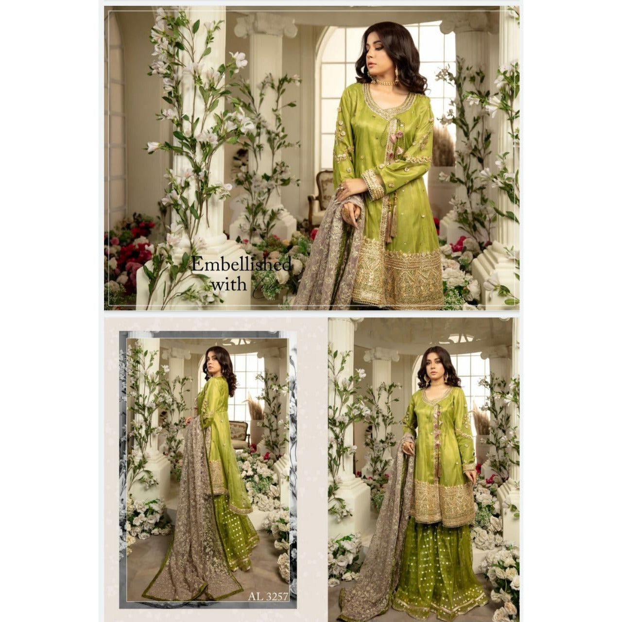 Green Short Frock with Gharara