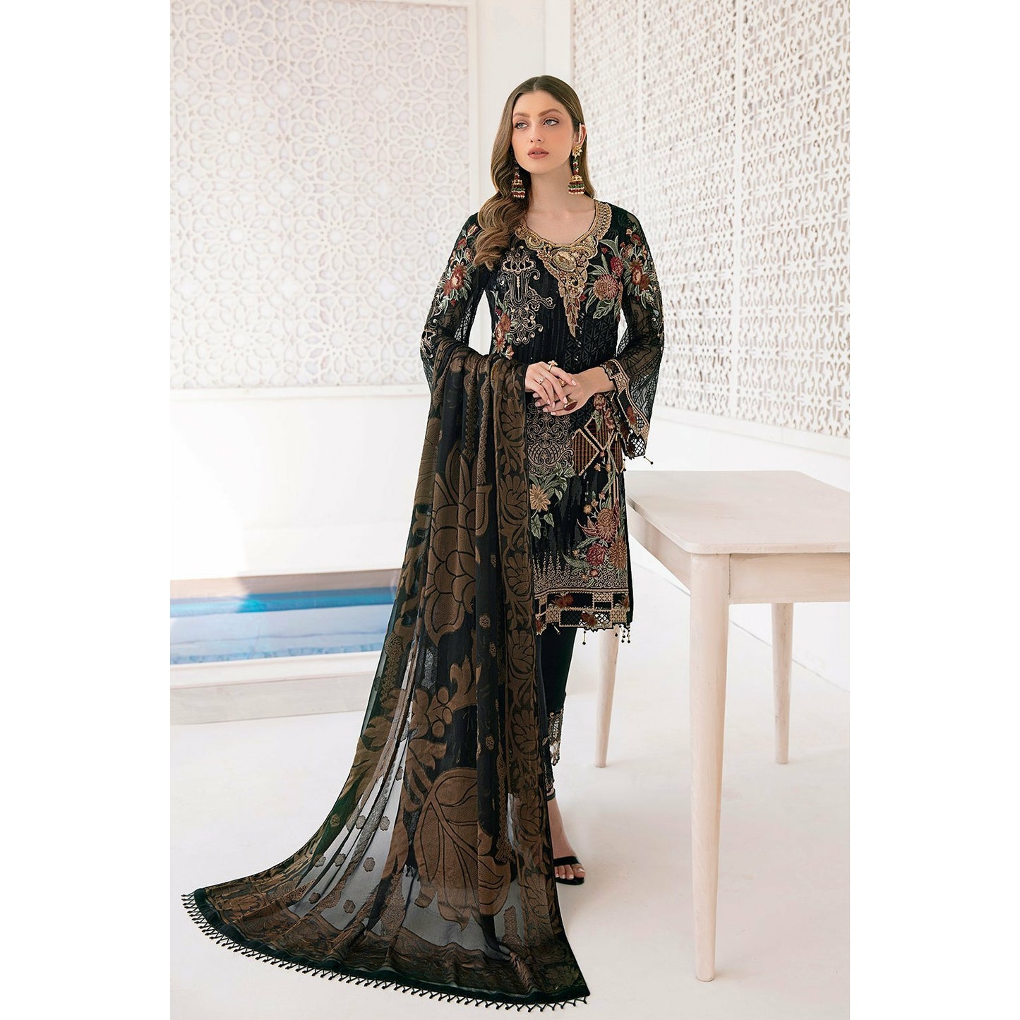 Black 3-PC Chiffon dress