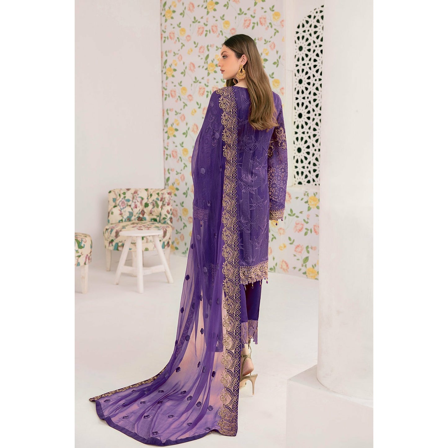 Purple 3-PC Chiffon dress