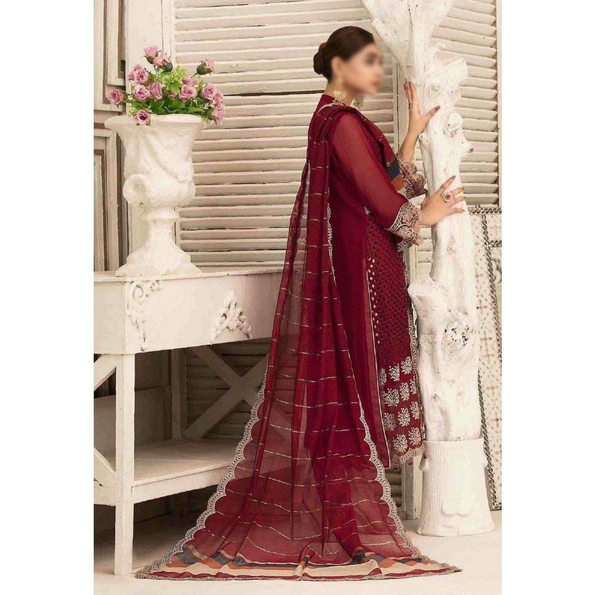 Maroon crinkle dress