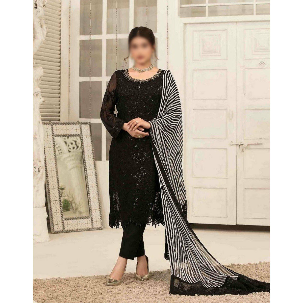 Black crinkle dress
