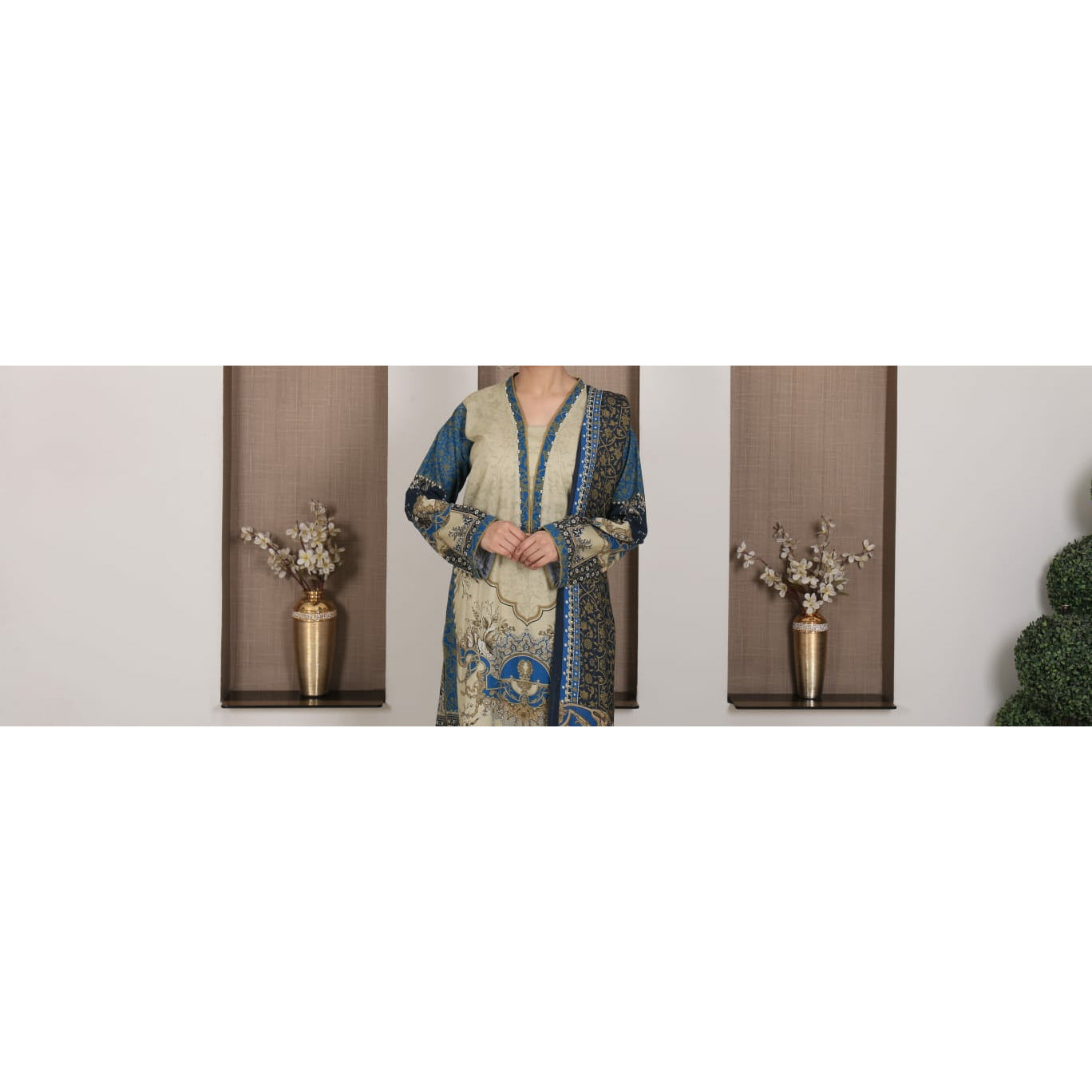 Blue 3-Piece Khaddar Suit