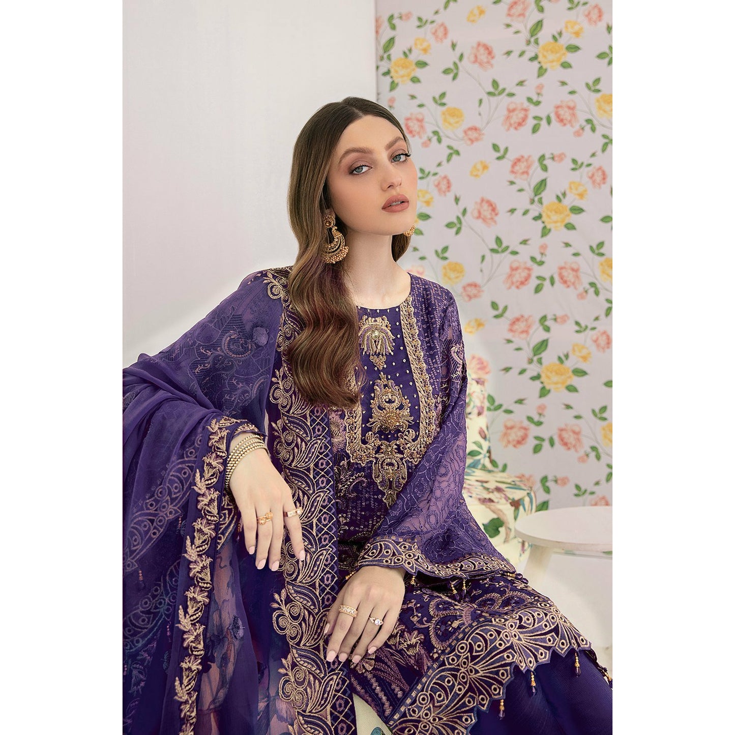 Purple 3-PC Chiffon dress
