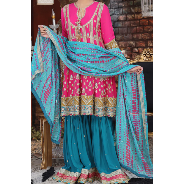 Shocking Pink Peplum Dress