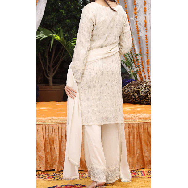 Chiffon Creamy White 3-piece Suit