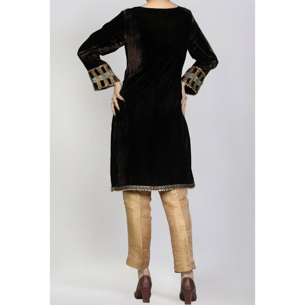 Chocolate Brown Velvet Top