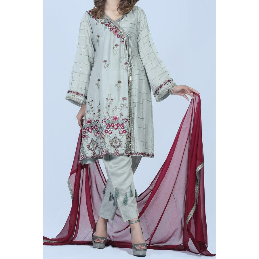 Red and gray viscose dress