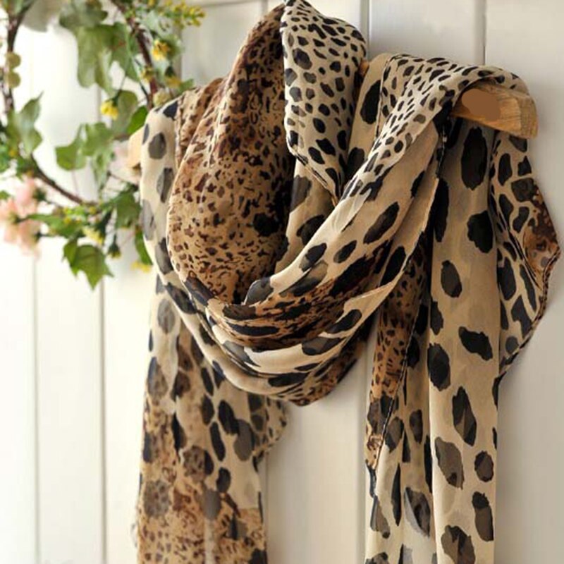 Leopard Print Chiffon Scarf