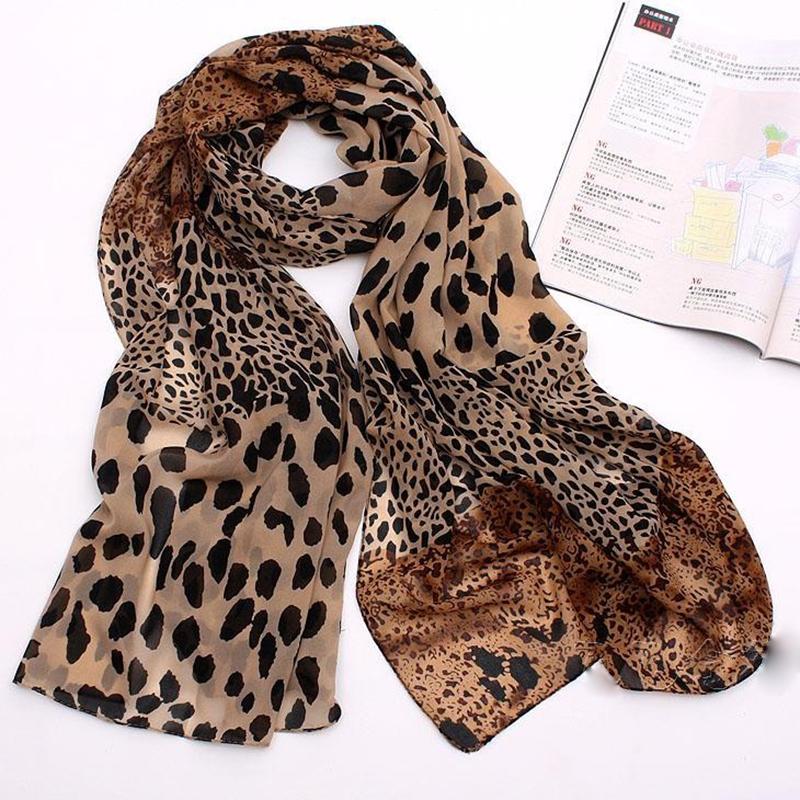 Leopard Print Chiffon Scarf