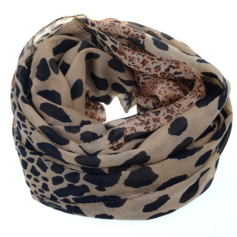 Leopard Print Chiffon Scarf