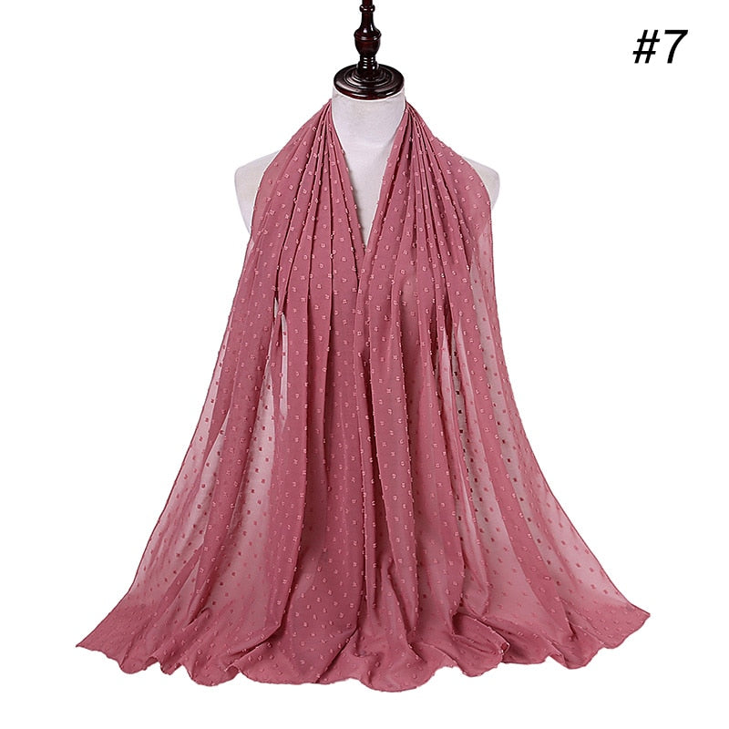Pom Pom Bubble Chiffon Scarf