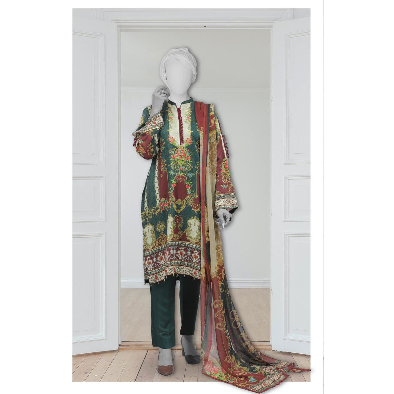 Green Digtal Print Suit - couturebyfarah
