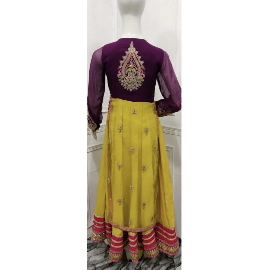 Purple yellow Mehndi dress - couturebyfarah