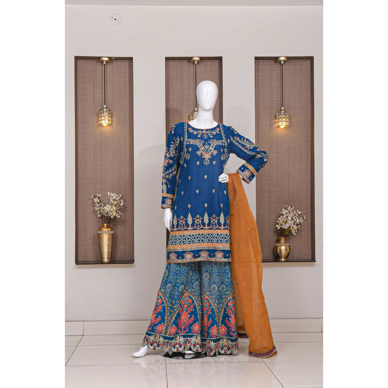 Blue sharara dress - couturebyfarah