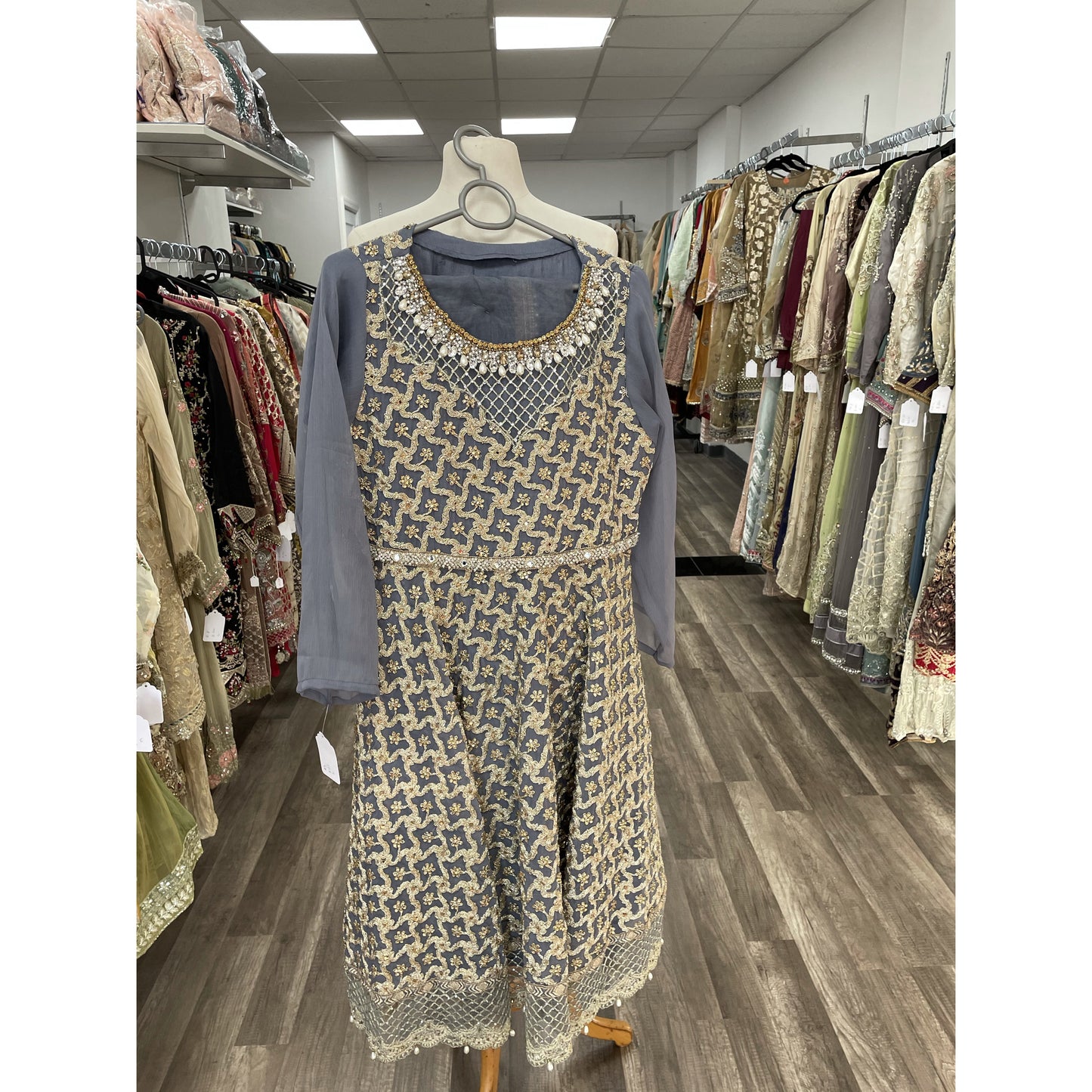 Gray full work froke