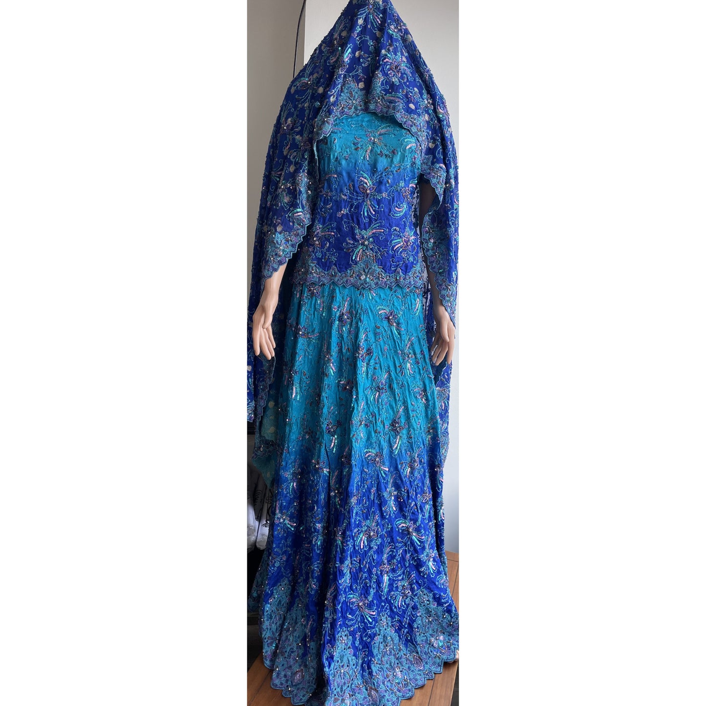 Frozy and Royal blue Lehenga - couturebyfarah