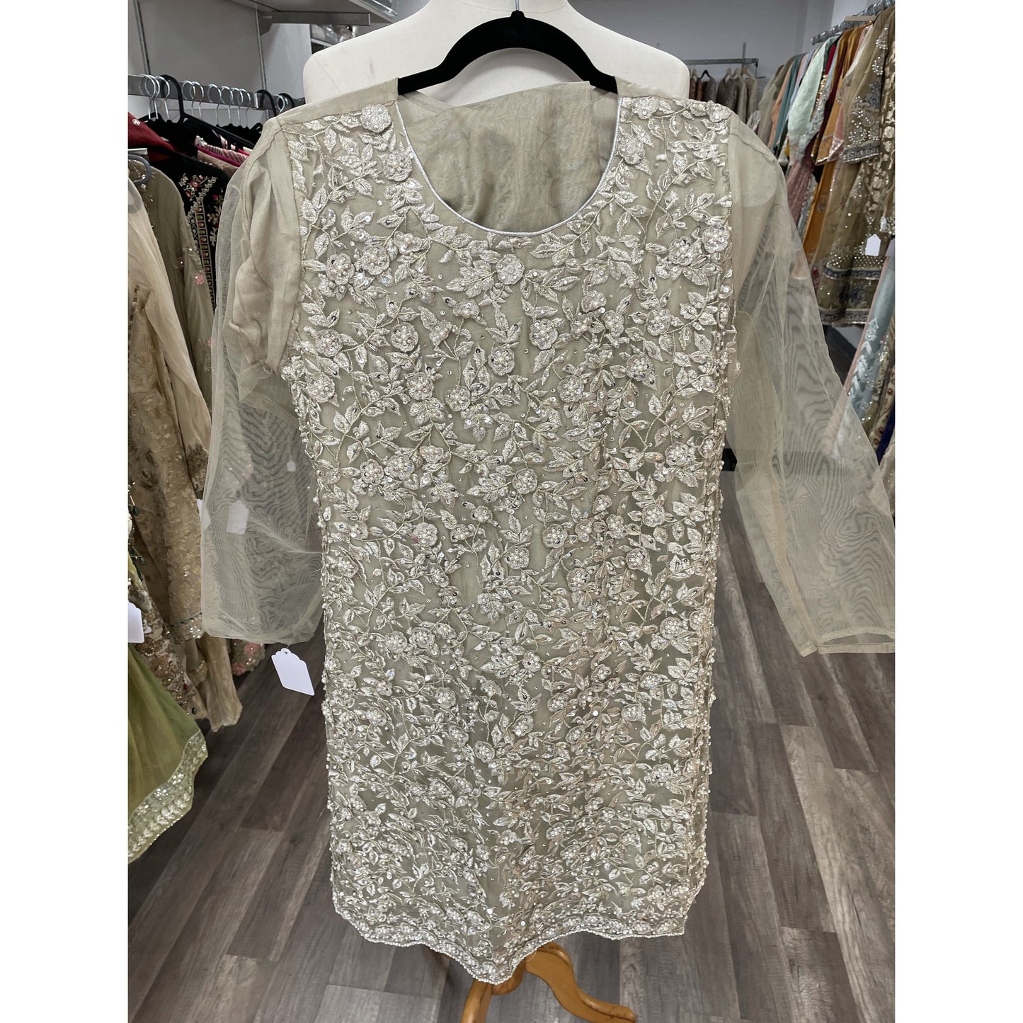 Light greens line short kameez