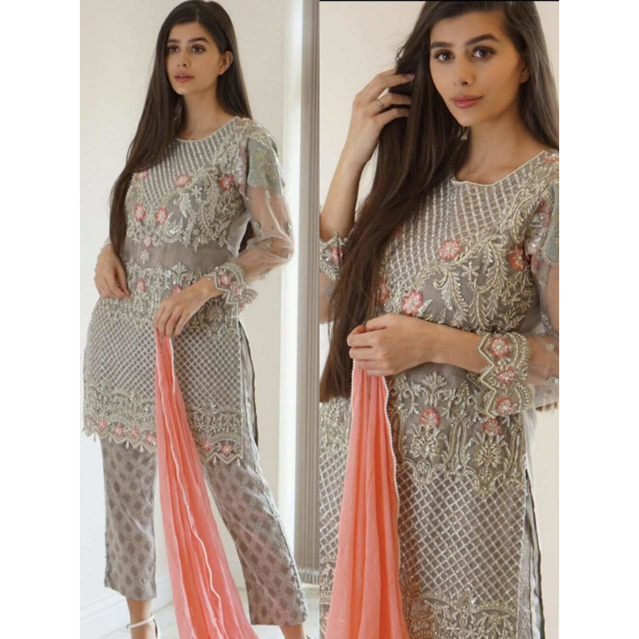 Gray kameez dress - couturebyfarah