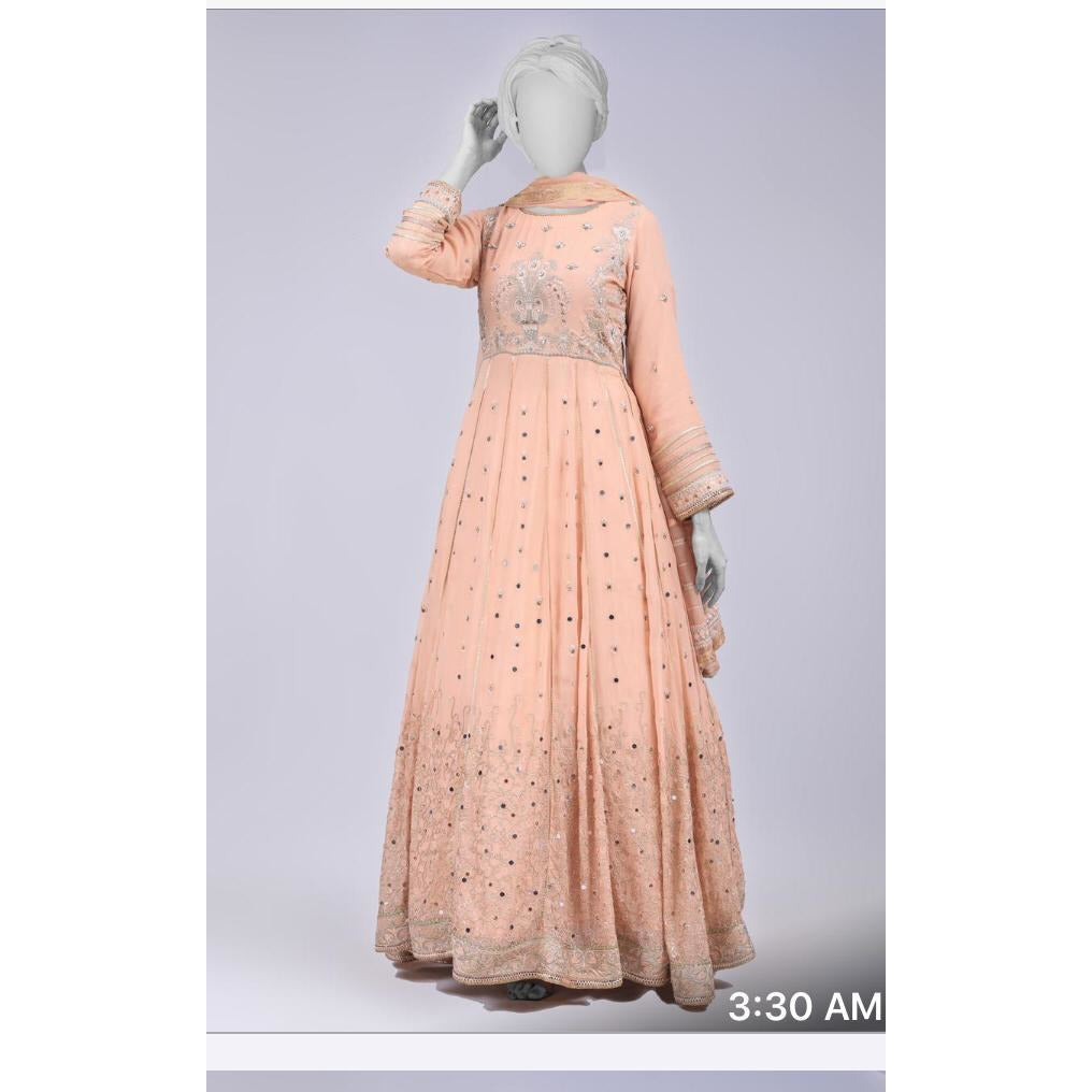 Peach full length dress