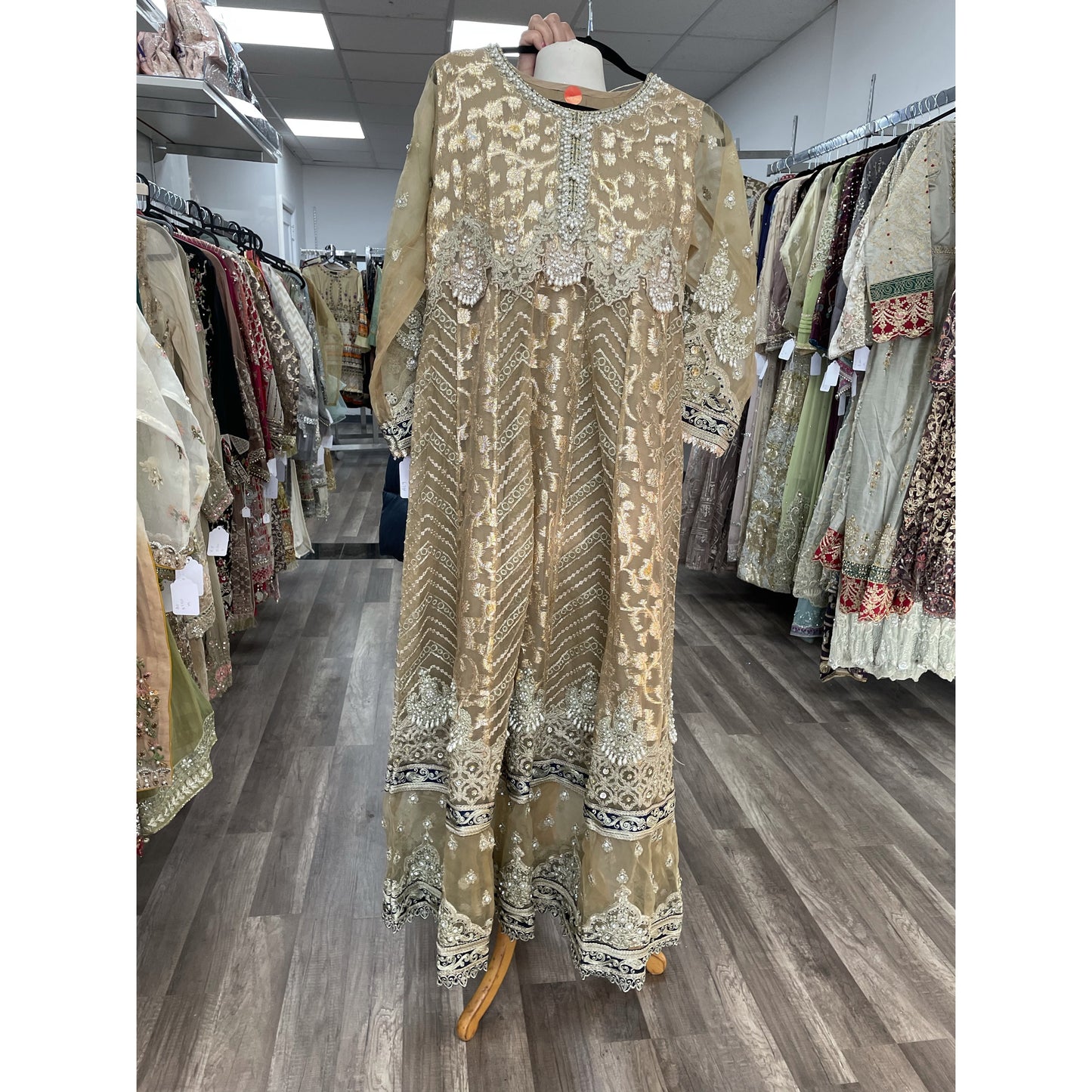 Gold green embroidery