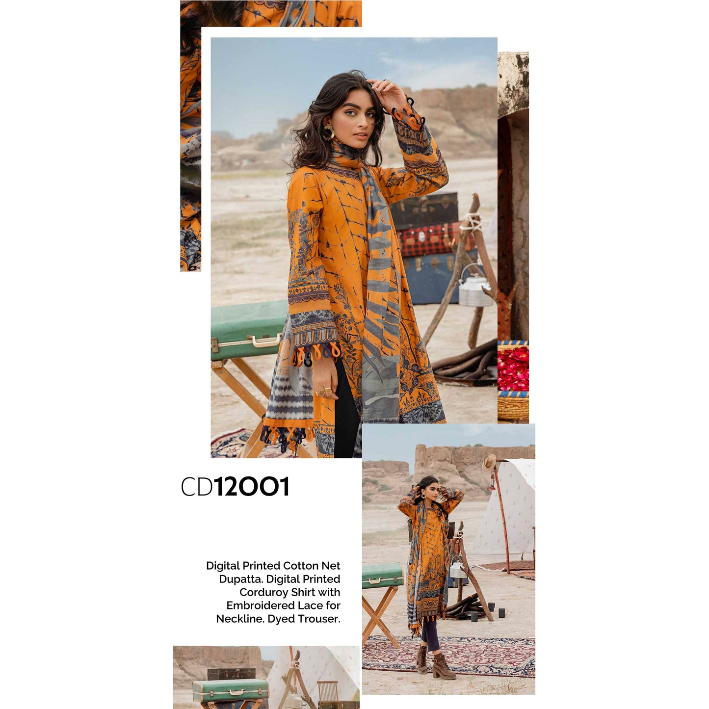 3-PIECE EMBROIDERED CORDUROY