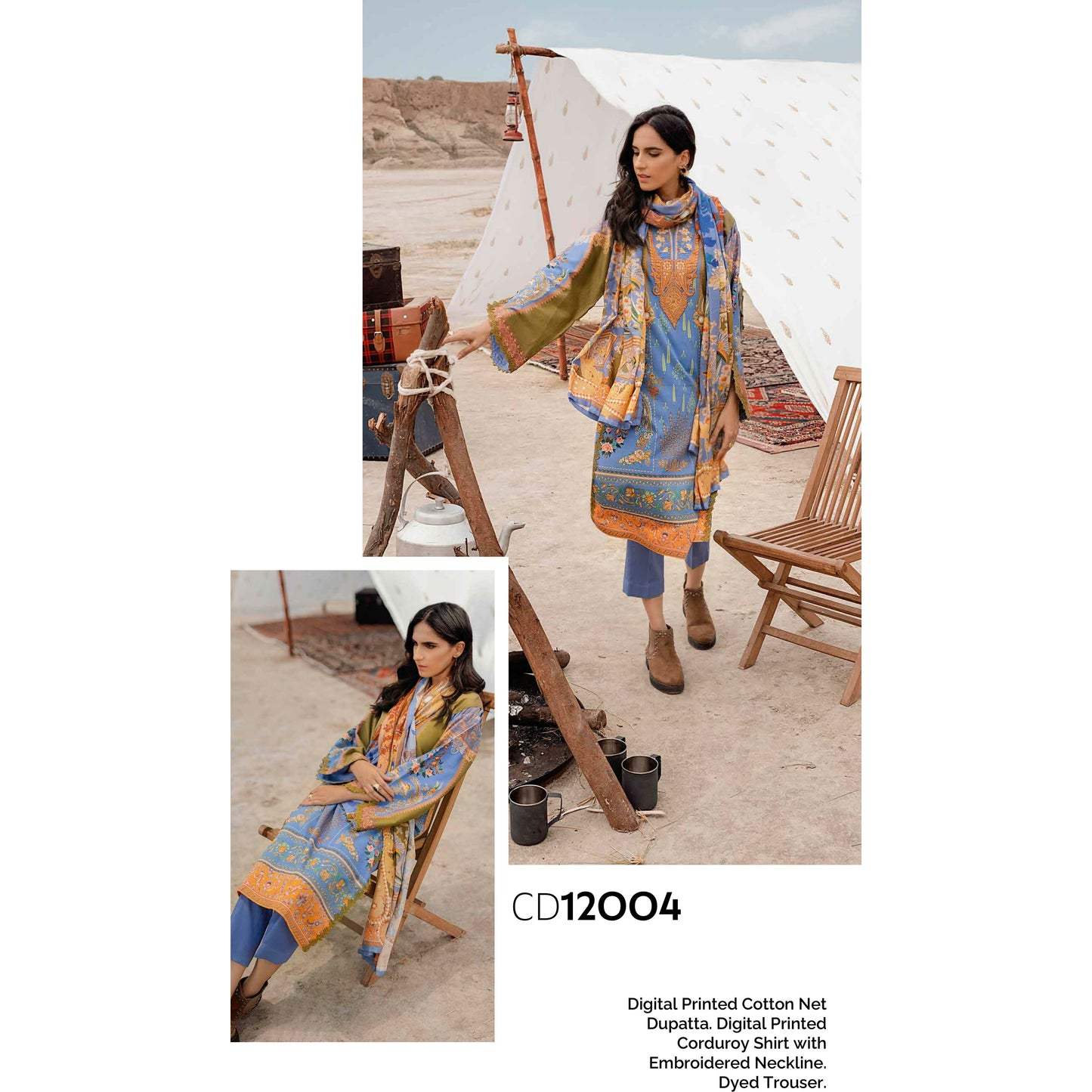 3-PIECE EMBROIDERED CORDUROY