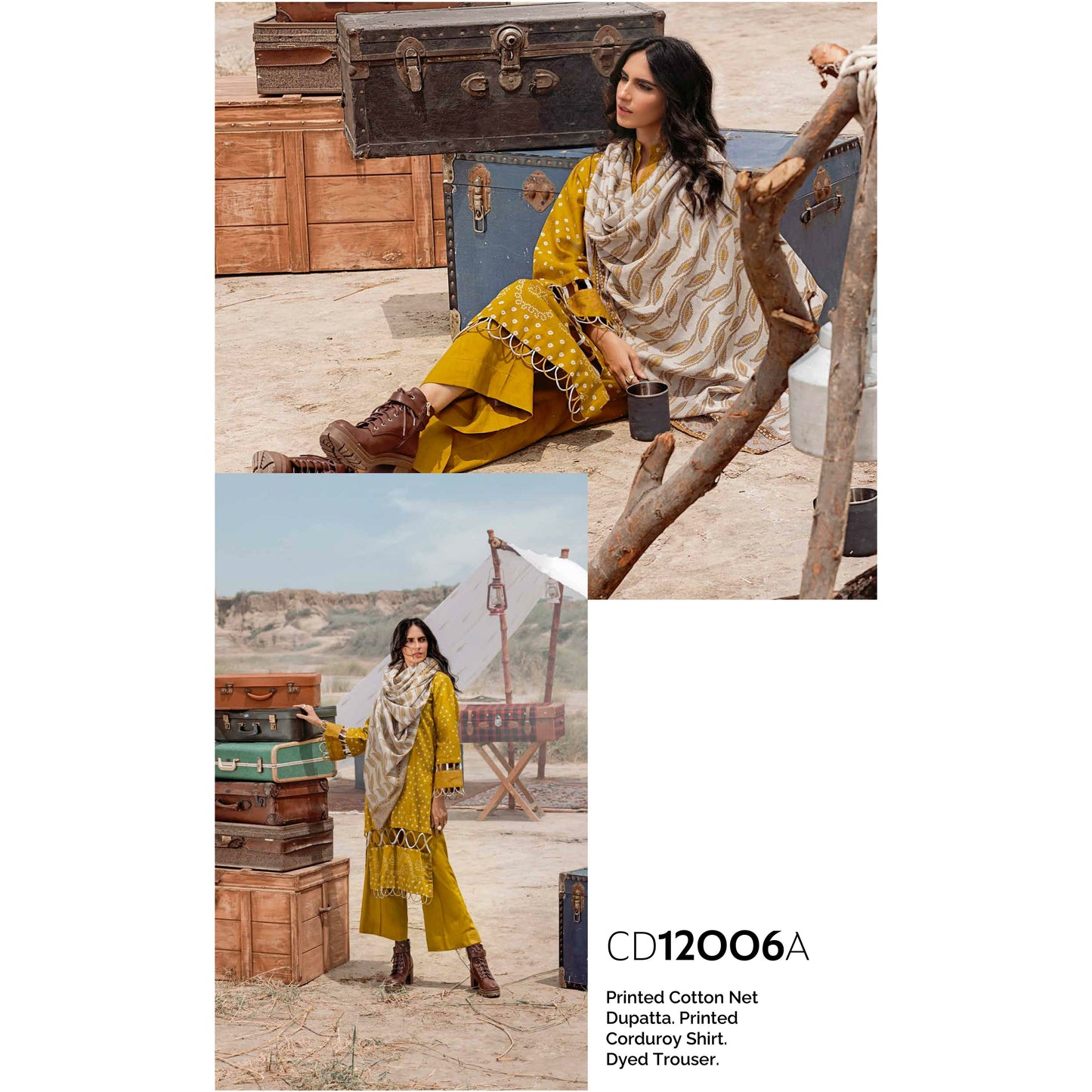 3-PIECE PRINTED CORDUROY