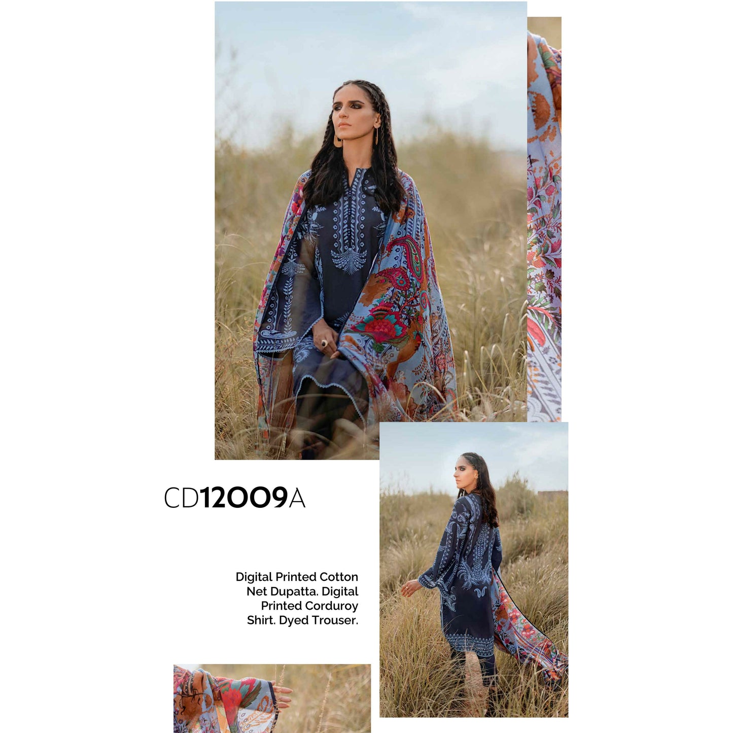 3-PIECE PRINTED CORDUROY