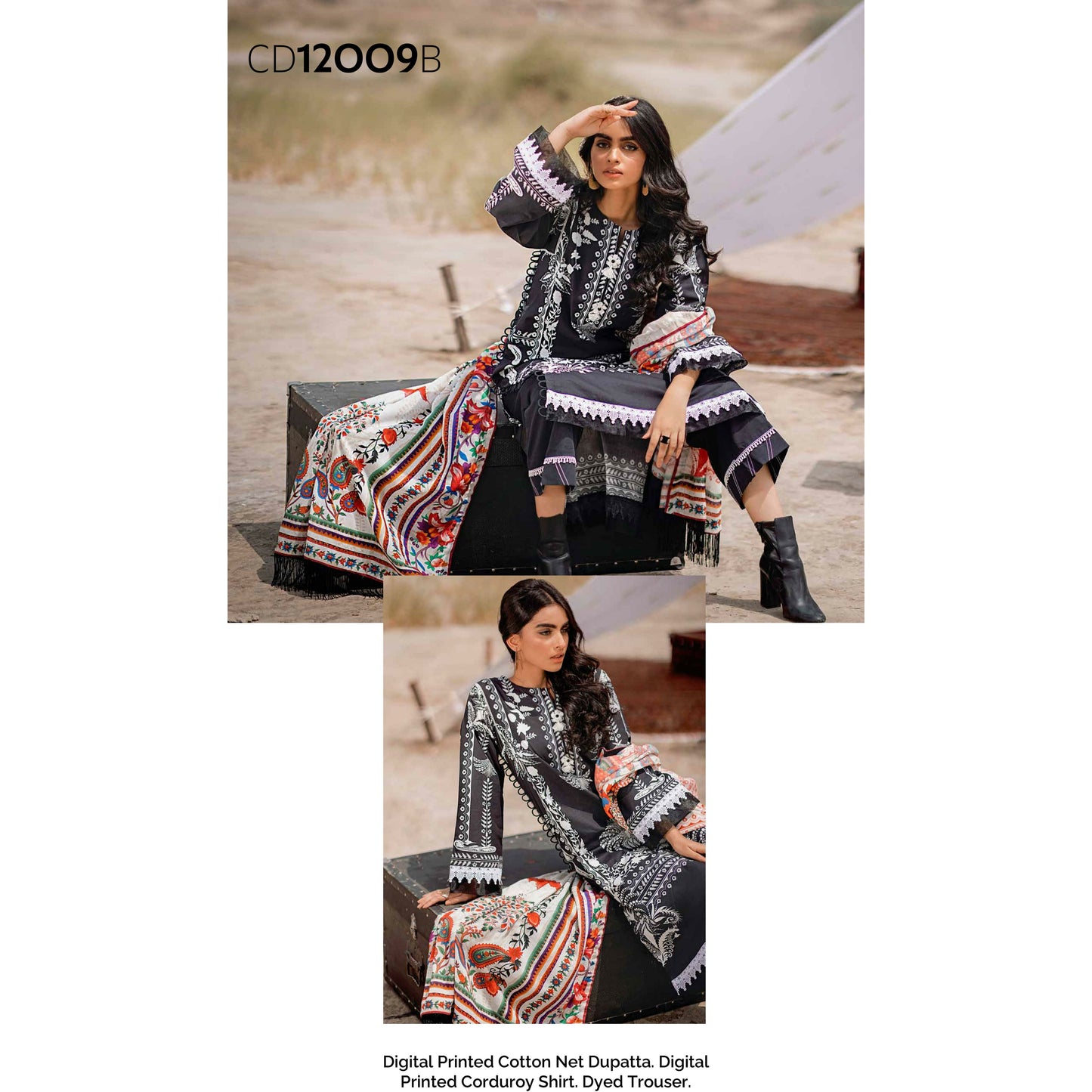 3-PIECE PRINTED CORDUROY