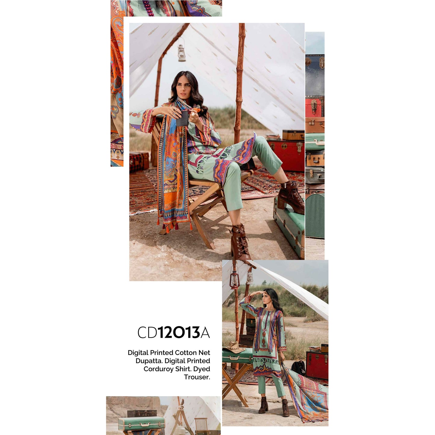 3-PIECE PRINTED CORDUROY