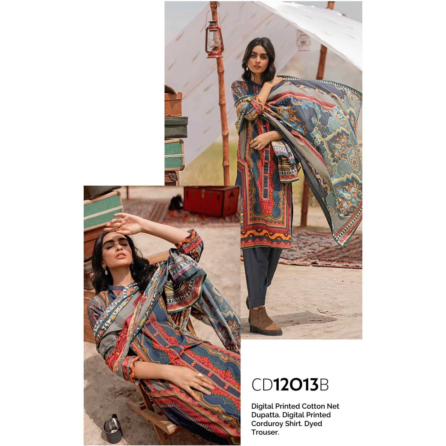 3-PIECE PRINTED CORDUROY