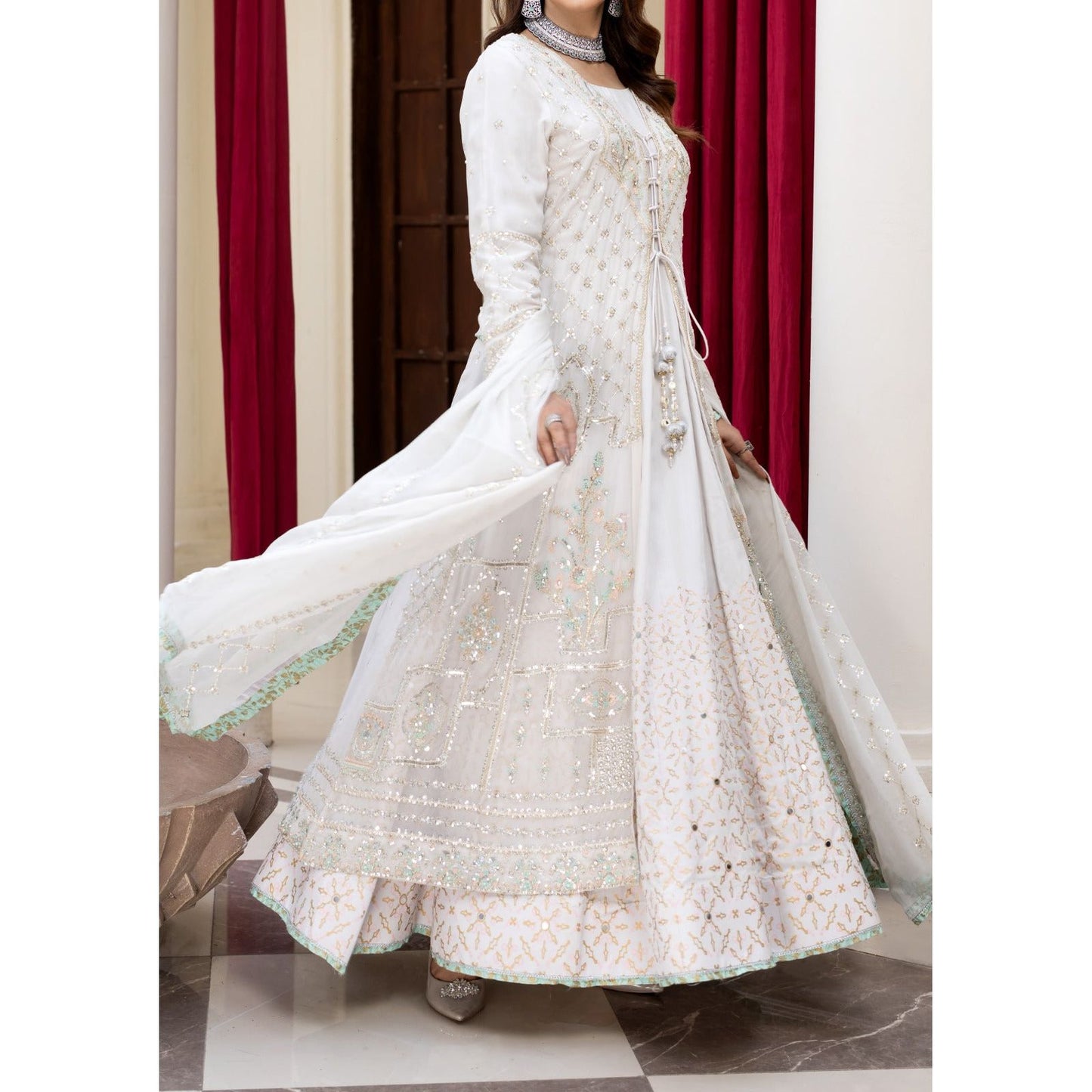 White Embroidered 3-PIECE DRESS White / S