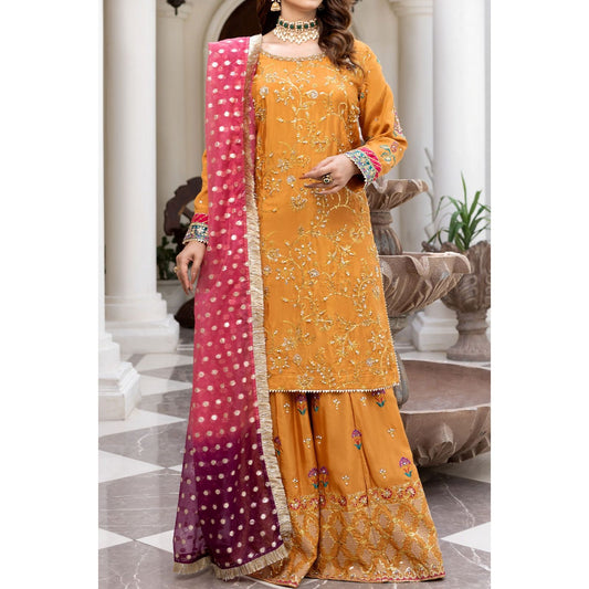 YELLOW 3-PIECE GHARARA DRESS