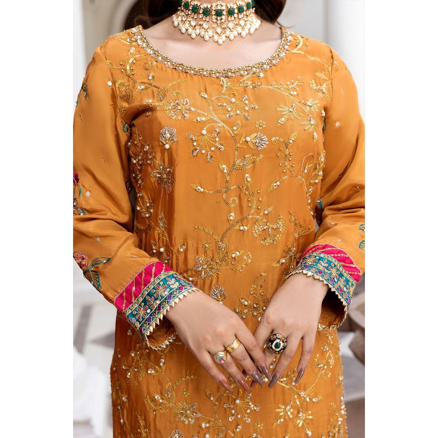 YELLOW 3-PIECE GHARARA DRESS