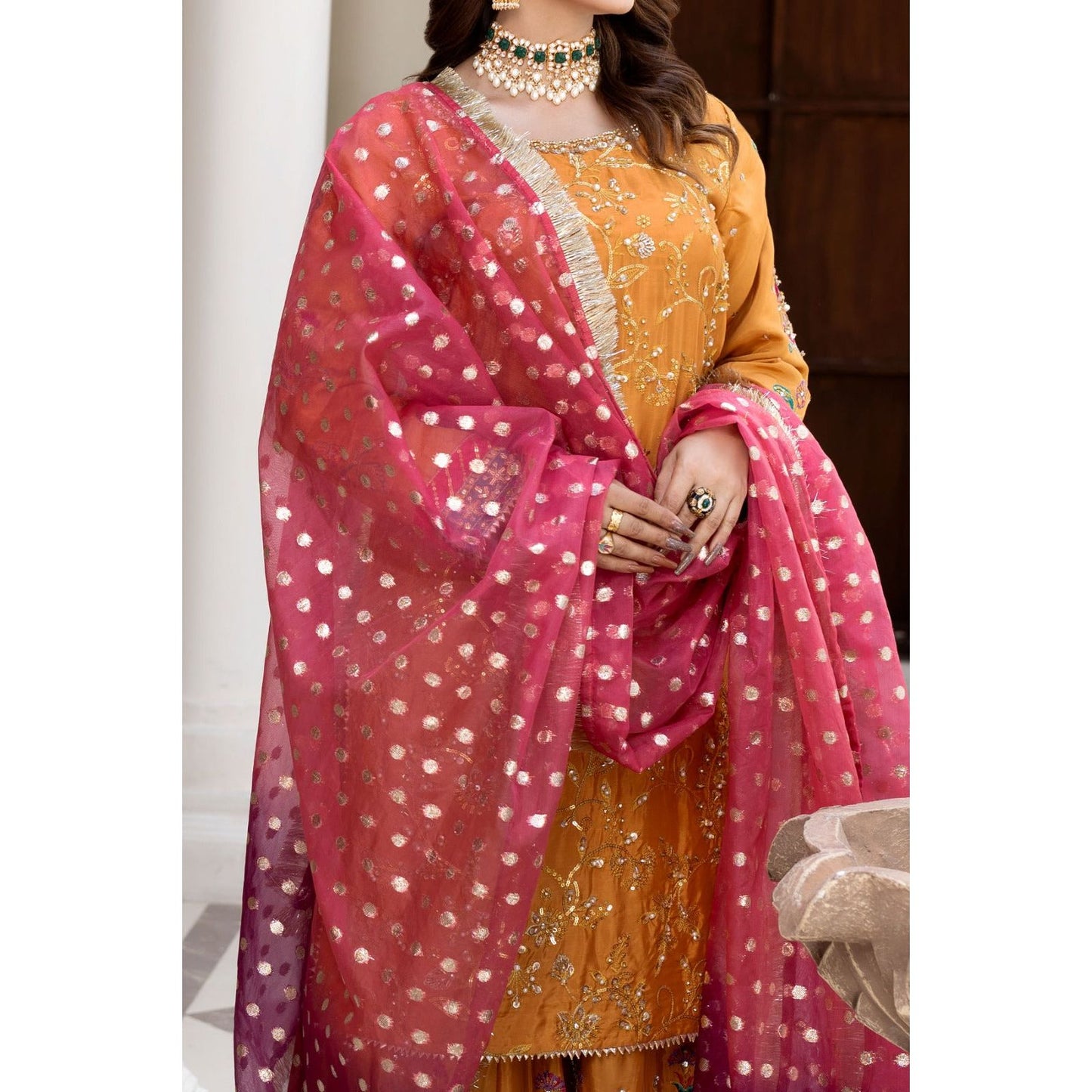 YELLOW 3-PIECE GHARARA DRESS