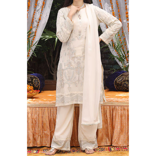 Chiffon Creamy White 3-piece Suit