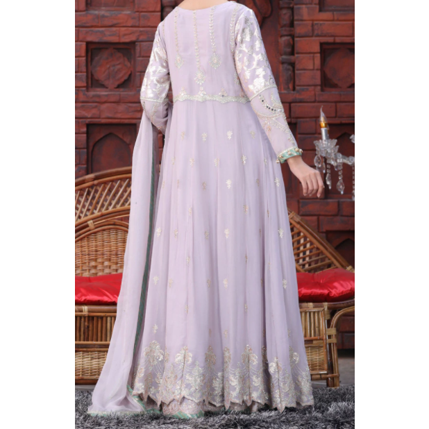Light lilac chiffon voluminous frock style dress