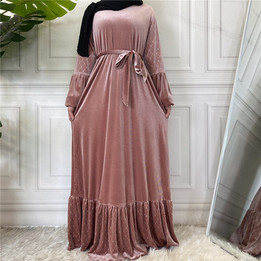 Velvet Long Sleeve Abaya