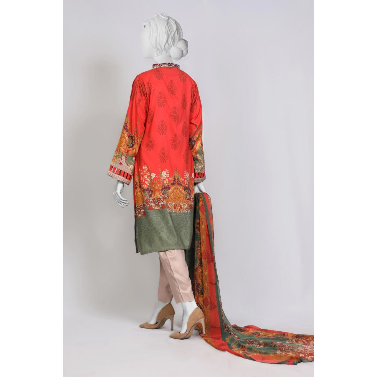 Red and Greeen Print Suit - couturebyfarah