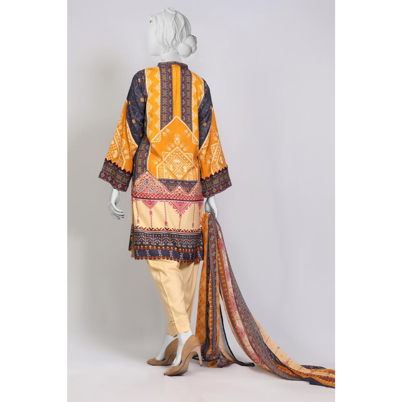 Orange Digital Print Suit - couturebyfarah