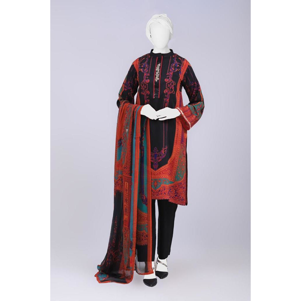 Black and Red Digital Print Suit - couturebyfarah