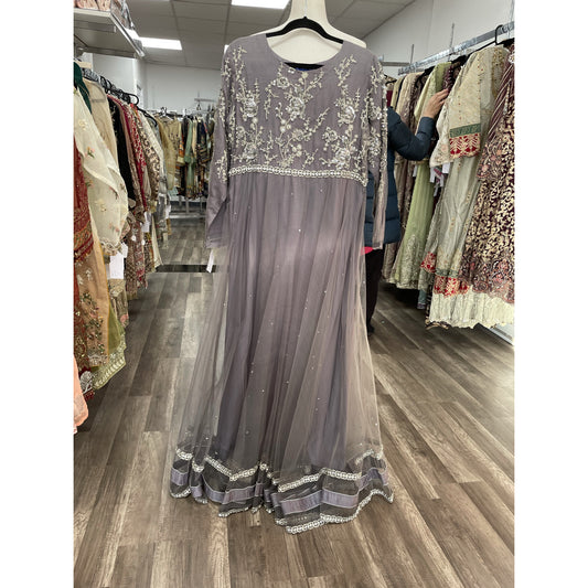 Gray net long dress